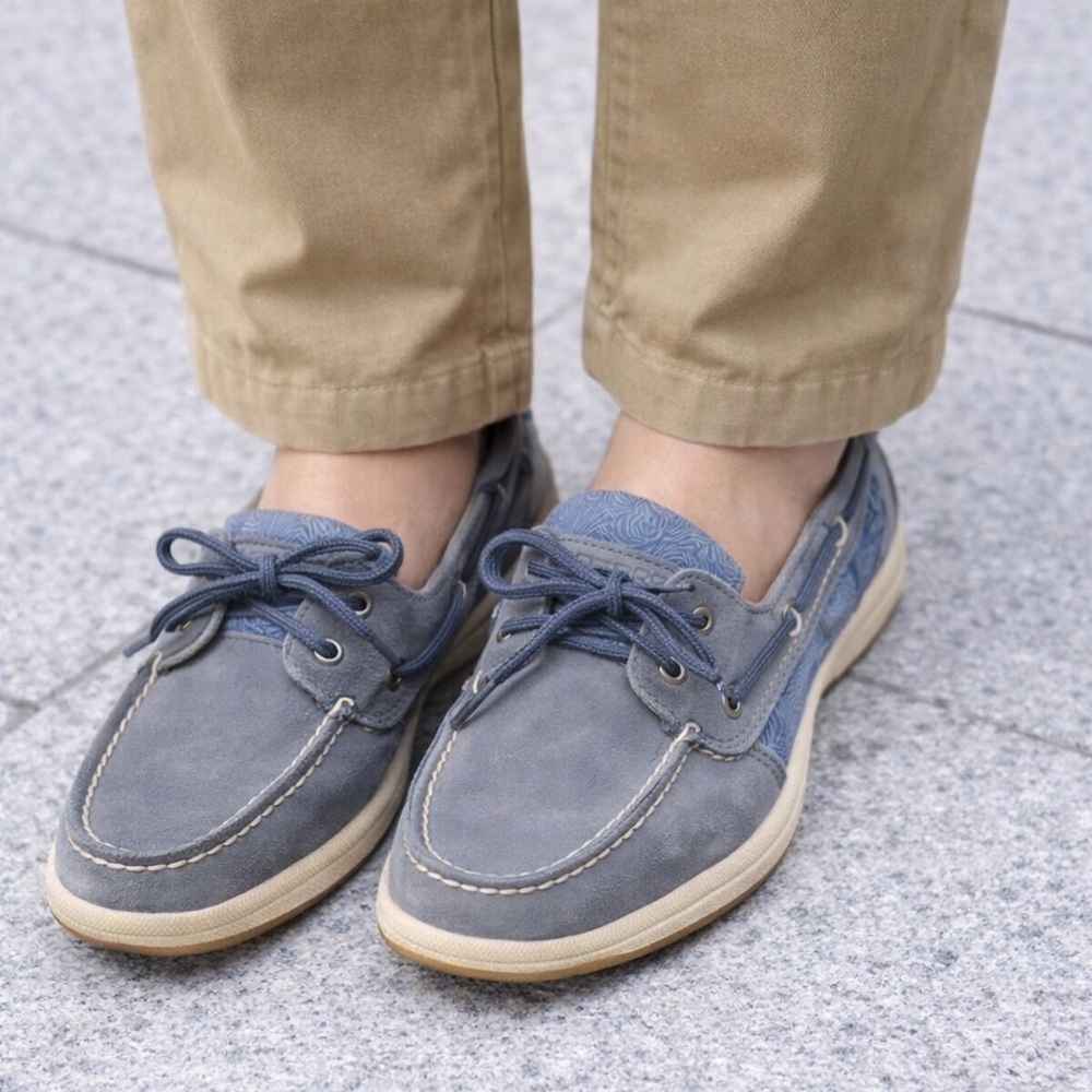 Sperry Top-Sider Blue Gray Leather Boat Shoes Women’s Size 7